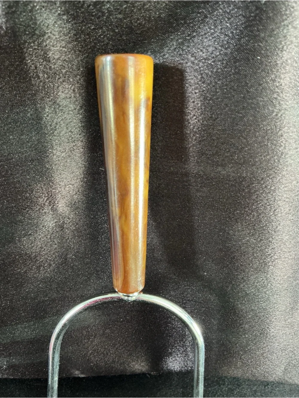 Mid Century Stainless Steel Carving Fork with Marbled Bakelite Handle